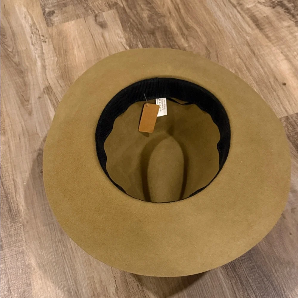 Classic Wide Brim Felt Hat - Tan with Black Band